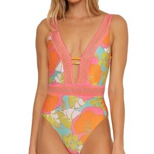 Trina Turk Playa‎ De Flor Plunge One Piece Swimsuit